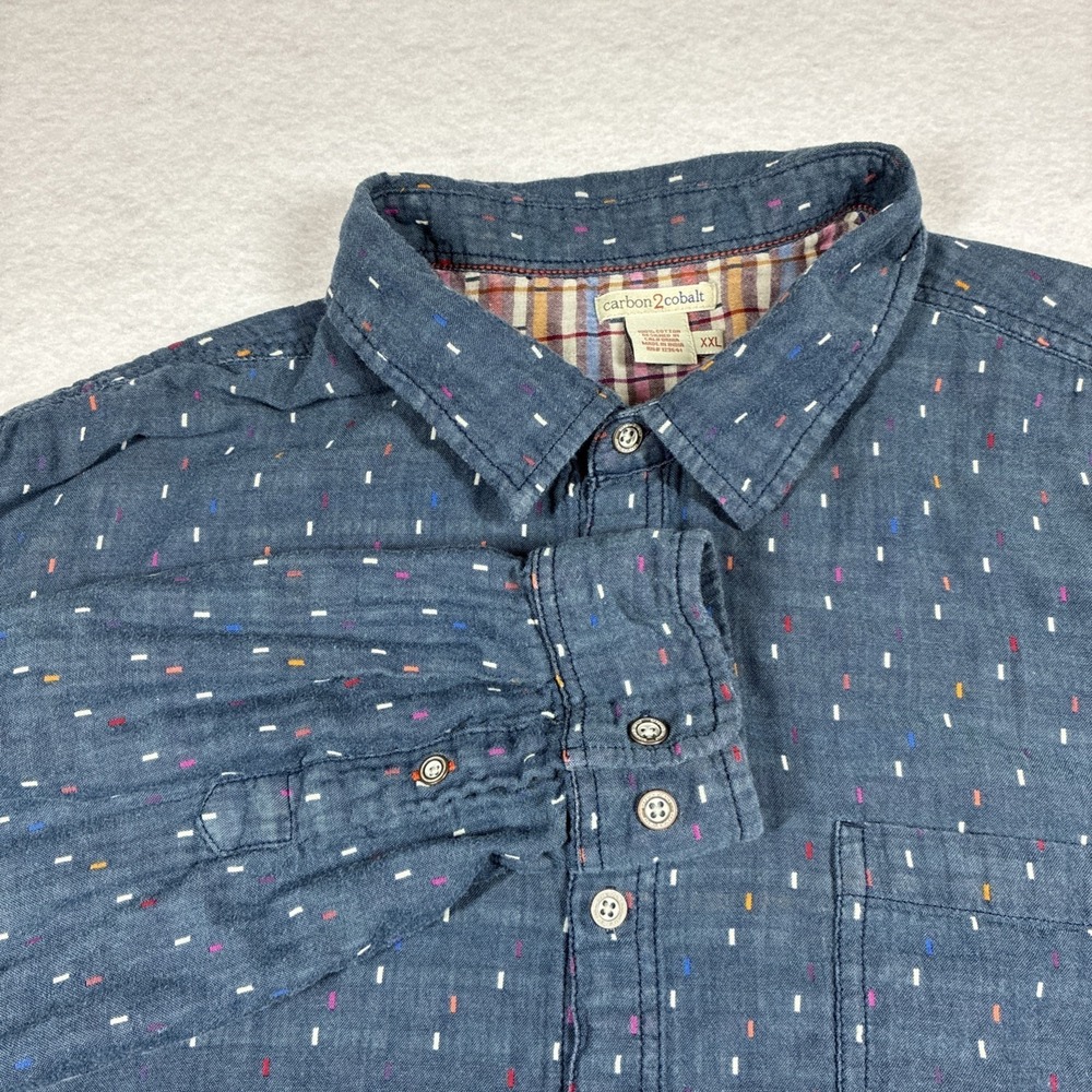 Carbon 2 Cobalt Shirt Mens XXL Blue Confetti Sprinkle Geometric Casual Button Up